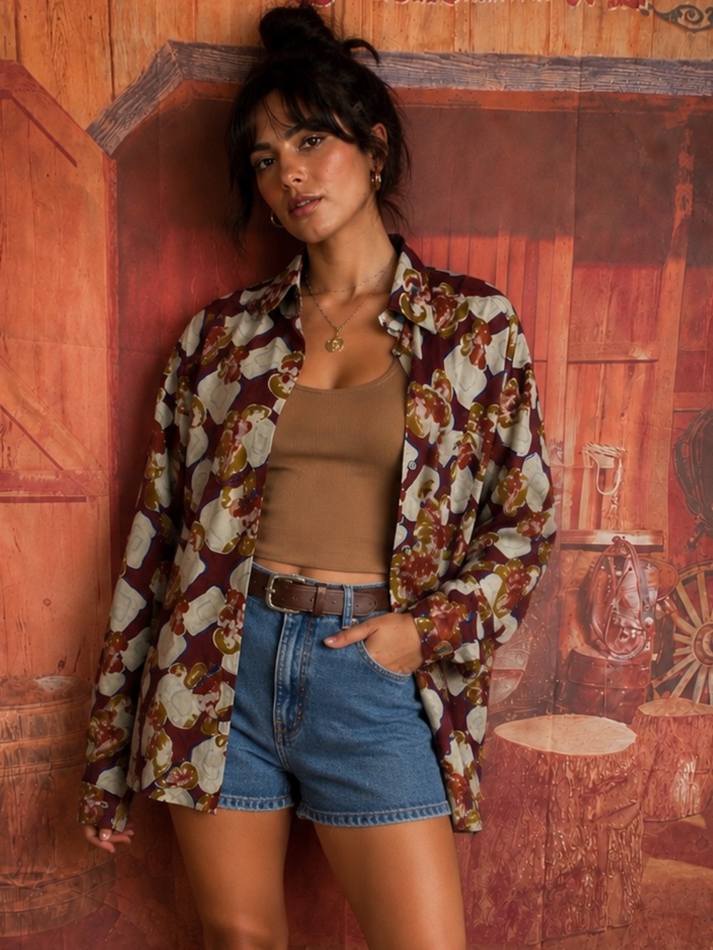 Vintage J.T. Beckett 100% Silk Abstract Button Up Shirt
